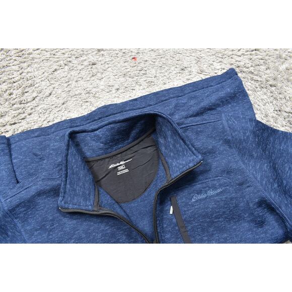 Eddie Bauer 2XL Blue Pullover Sweater Polyester Fleece Chest Zip Pocket - Picture 8 of 8